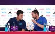 Southgate (right) drops Maguire (left) a warning.